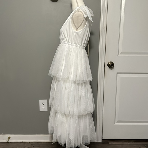 Tessa Tiered Tulle Tank Dress- White- Medium - Picture 6 of 10